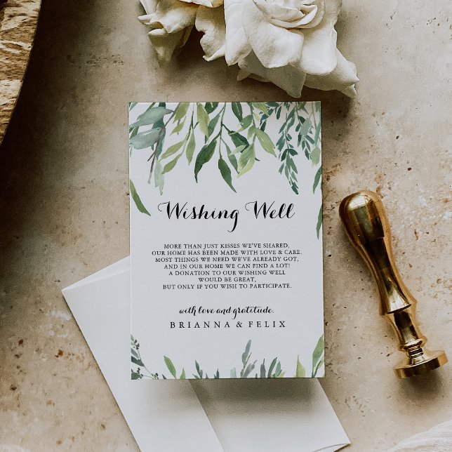 Elegante Tropical Green Wedding wünscht sich einen Begleitkarte (Von Creator hochgeladen)
