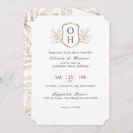 Elegante Tropical Palm Blätter Hochzeit Einladung