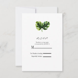 Elegante Tropical Palm Blätter Hochzeit RSVP Antwo Karte