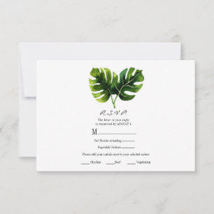 Elegante Tropical Palm Blätter Hochzeit RSVP Antwo Karte
