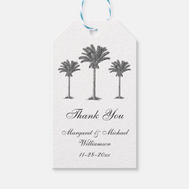 Elegante Tropical Palm Tree Gastgeschenk Hochzeit  Geschenkanhänger (Vorderseite)