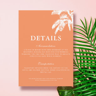 Elegante Tropical Palm Tree Wedding Details Begleitkarte