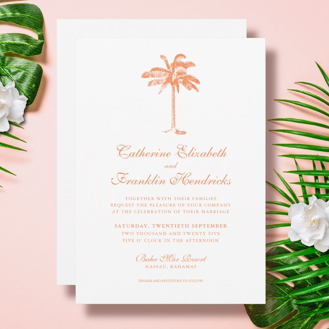 Elegante Tropical Palm Tree Wedding Einladung (Von Creator hochgeladen)