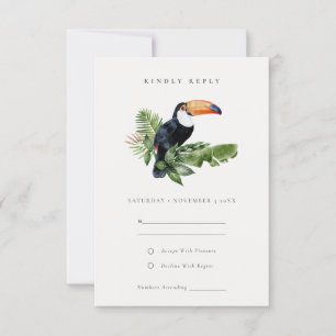 Elegante Tropical Rainforest Toucan Hochzeit RSVP Karte