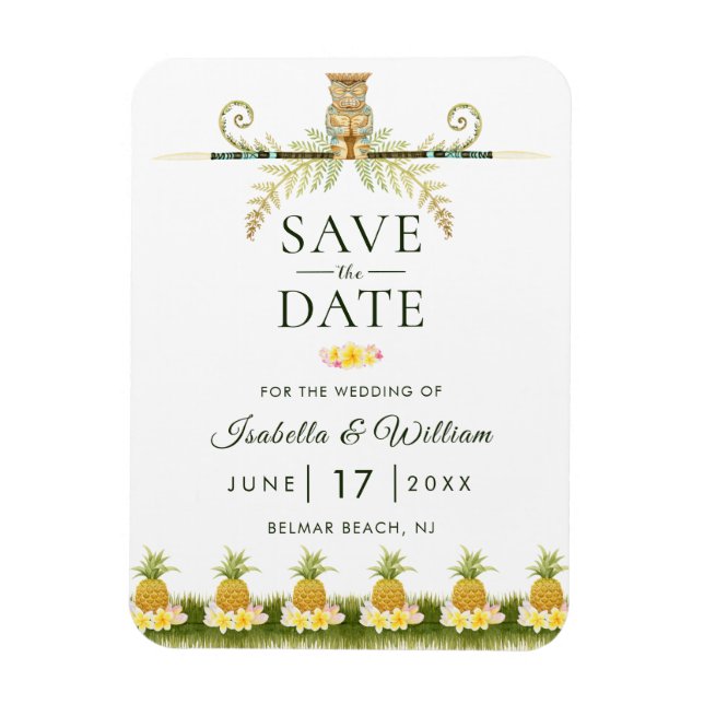Elegante Tropical Save the Date Summer Wedding Magnet (Vertikal)