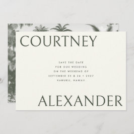 Elegante Tropical Vintag Palms Big Names Wedding Save The Date