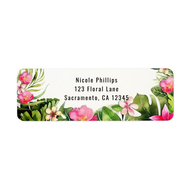 Elegante Tropics Green Blätter Floral Wasserfarbe (Vorne)