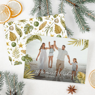 Elegante tropische Aquarell-Foto-Weihnachten Feiertagskarte