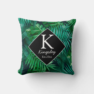Elegante tropische Blätter Familienname Beach Hous Kissen