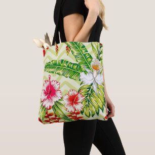 Elegante tropische Blätter und Hibiskus-Blume