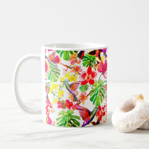 Elegante tropische Blume Orchid und Vögel Kaffeetasse