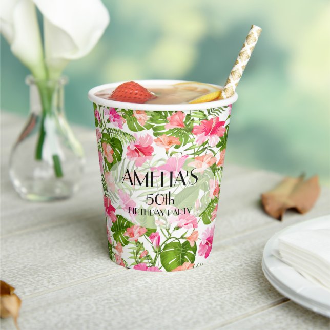 Elegante tropische Blume Pappbecher (In Situ)