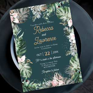 Elegante tropische Blumen-Hochzeitseinladung mit B Einladung