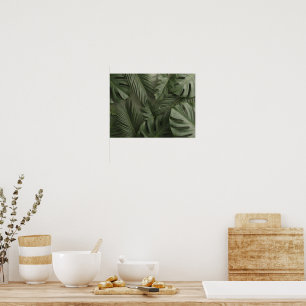 Elegante tropische botanische Blätter Tapete Lux Poster