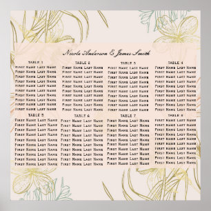 Elegante Tropische Botanische Blumige Sitzordnung Poster