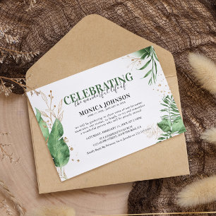 Elegante tropische botanische Grünpflanzen & Gold  Einladung