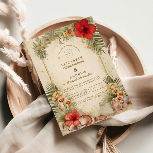 Elegante tropische botanische Hochzeit Einladung (Von Creator hochgeladen)