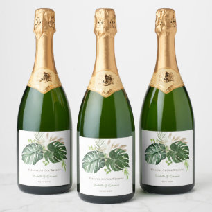 Elegante tropische grüne Wasserfarbe Monstera Blät