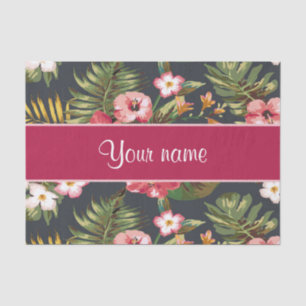 Elegante tropische Hibiskus-Blumen und Blätter Seidenpapier