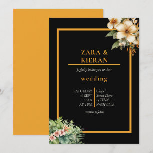 Elegante tropische Hochzeit aus der Flora Einladung
