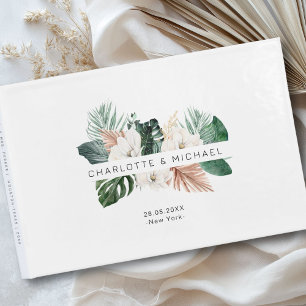 Elegante, tropische Hochzeit mit üppiger Vegetatio Gästebuch
