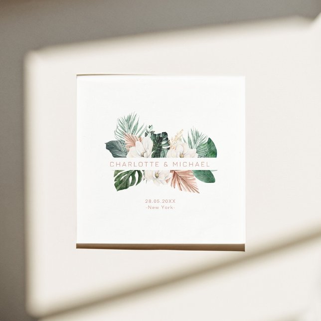 Elegante, tropische Hochzeit mit üppiger Vegetatio Serviette (Customer specific, elegant, tropical, leafy wedding napkins.)