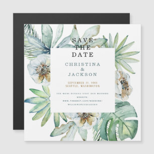Elegante tropische Hochzeit - Save the Date Magneteinladung