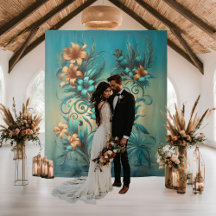 Elegante tropische irisierende Hochzeitskulisse