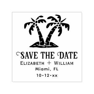 Elegante tropische Palmen Hochzeit Save the Date Permastempel