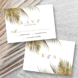 Elegante tropische Palmenstrand-Hochzeit RSVP Karte