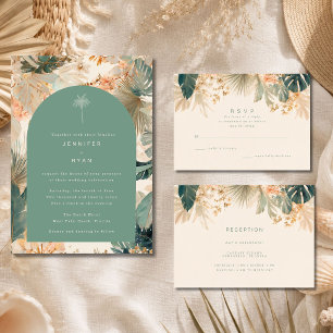 Elegante tropische Palmwedding RSVP Karte