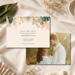 Elegante tropische Palmwedel-Foto Save The Date
