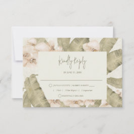 Elegante tropische Strandhochzeit RSVP Karte