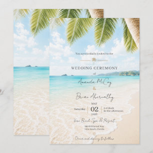 Elegante tropische Strandhochzeitseinladung Einladung
