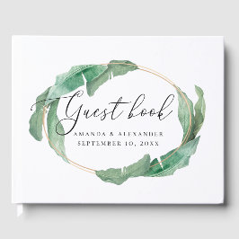 Elegante tropische Vegetation Hochzeit Gästebuch