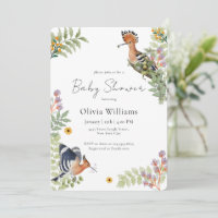 Elegante tropische Wildblumen-Vögel Baby Shower