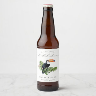 Elegante Tropischer Regenwald Toucan Brautparty Bierflaschenetikett