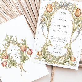Elegante Tulip Art Nouveau Hochzeit Einladung