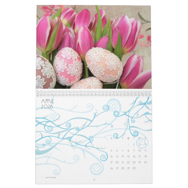 Elegante Tulip und Rose Floralische Blume Fotograf Kalender (Apr 2026)