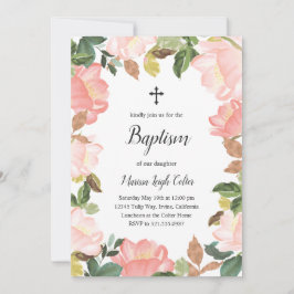 Elegante Tulips Blues Pink Girl Taufe Einladung