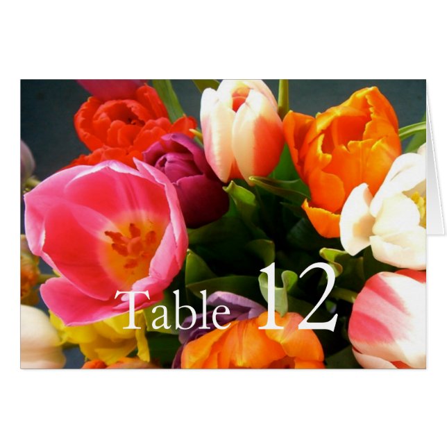 Elegante Tulips Bouquet Tischkarte (Vorderseite (Horizontal))