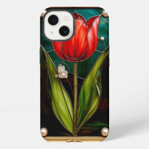 Elegante Tulpe aus Buntglas mit goldenem Rahmen iPhone 13 Hülle