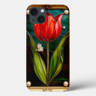 Elegante Tulpe aus Buntglas mit Goldrahmen Case-Mate iPhone Hülle