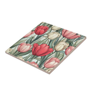 Elegante Tulpen-Blumenfliesen für gemütliche Innen Fliese