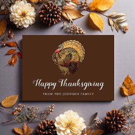 Elegante Turkey Happy Thanksgiving Holiday Card Feiertagskarte