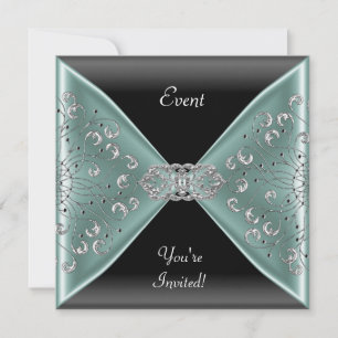 Elegante Türkis Blau Schwarze Event-Party Einladung