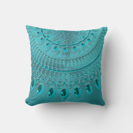 Elegante Türkis-blaues Grün-Mandala Kissen