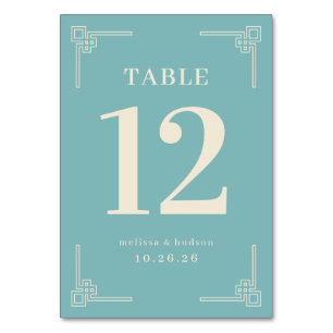 Elegante Türkis-Geometrische Tischnummer