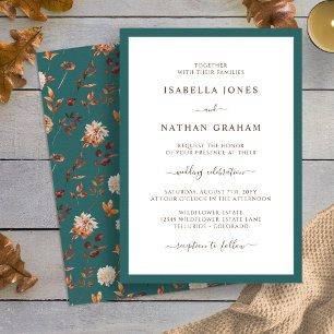 Elegante Türkis-Herbst-Hochzeitseinladung Einladung