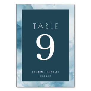 Elegante Türkis Minimalistische Hochzeit Tischkart Tischnummer